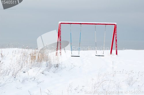 Image of winter landscape on the shore of the Sea 