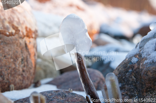 Image of The marine stones covered by an ice, close up