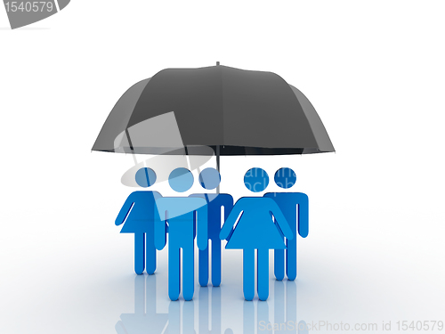 Image of 3d people - human character under an umbrella. 3d render illustr