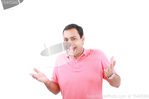 Image of Portrait of a surprised man on a white background 