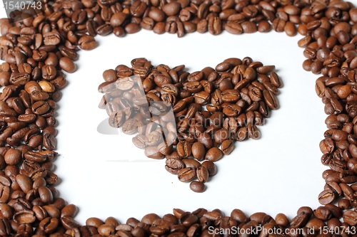 Image of heart coffee with a frame