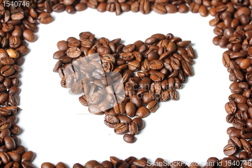 Image of heart coffee with a frame