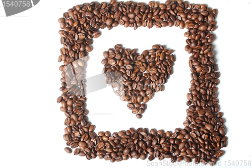 Image of heart coffee with a frame