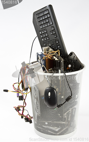 Image of Computer trash in wastebasket