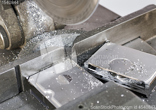 Image of circular saw in close up, to abolish a hard disk