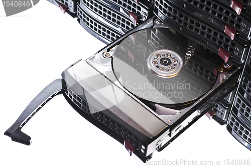 Image of open hard disk in hot swap frame
