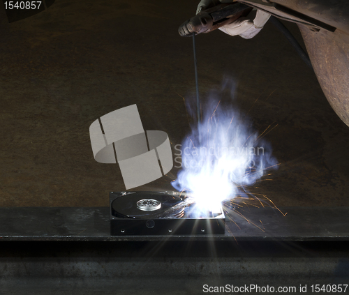 Image of welding on a hard drive