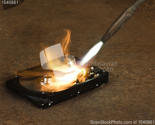 Image of burning a hard disk drive