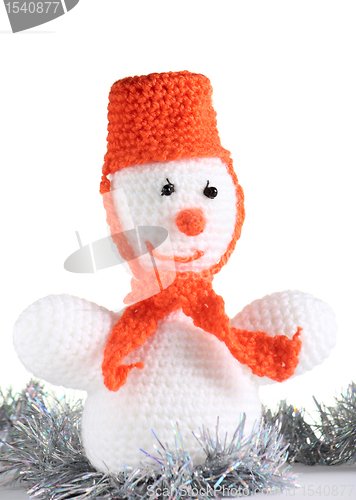 Image of Happy snowman at the white background