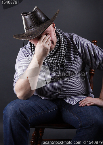Image of Tired man sitting on a chair