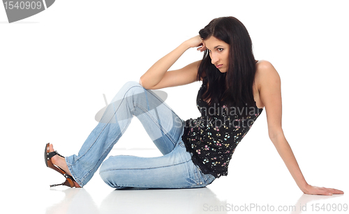 Image of Girl sitting on the floor