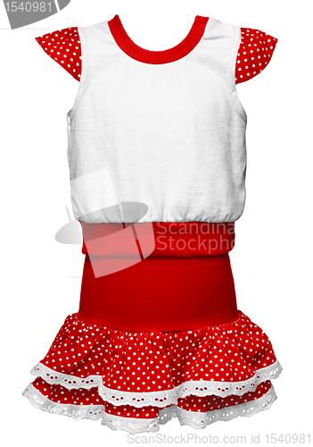 Image of Old-fashioned red dress with polka dots for girls