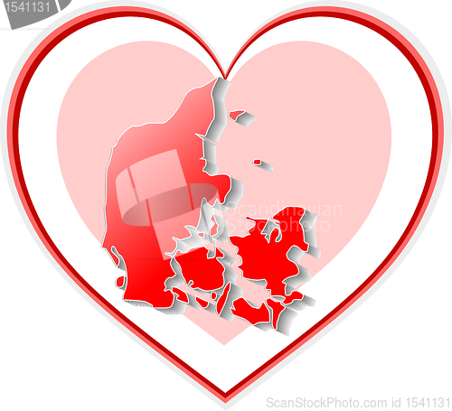 Image of Vector illustration of Denmark map and glossy ball with flag