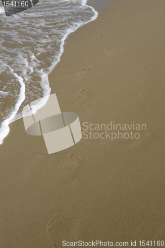 Image of waterside footprints in the sand
