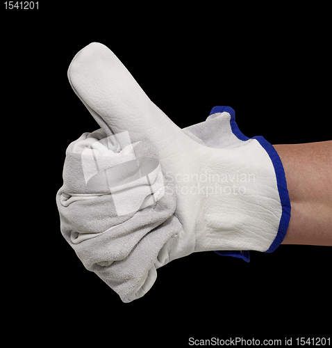 Image of gloved hand signaling