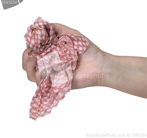 Image of hand holding cleaning cloth