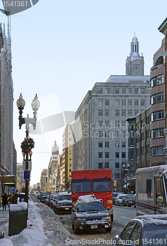 Image of Boston street scenery at winter time