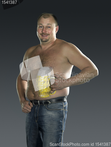 Image of man with naked beer belly