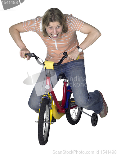 Image of mad bicycling girl