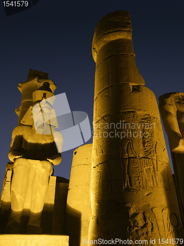 Image of illuminated detail of the Luxor Temple