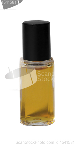 Image of small perfume bottle withj black screwtop