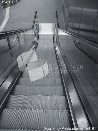 Image of high angle view of a escalator