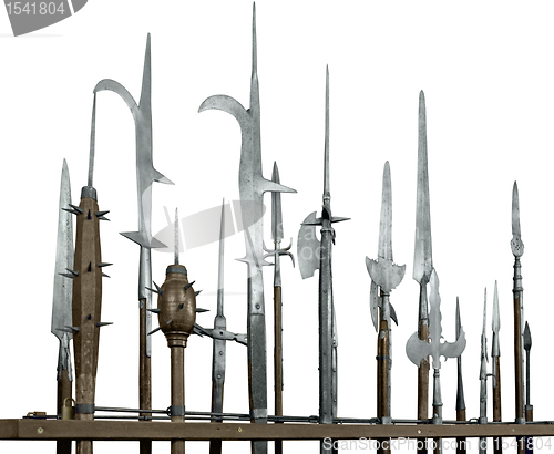 Image of halberds in white back