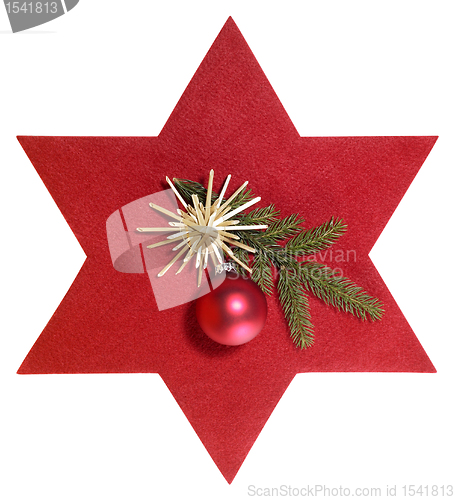 Image of red star with christmas decoration