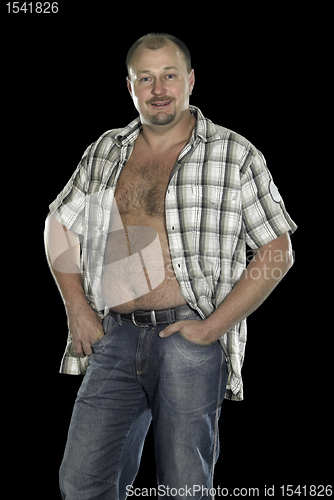 Image of man posing with open shirt