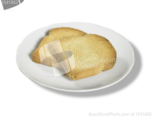 Image of rusk slices on porcelain plate