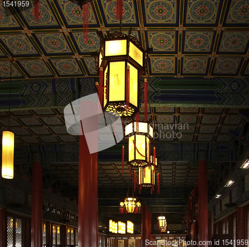 Image of chinese ceiling and lamps