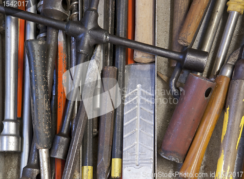 Image of various hand tools background