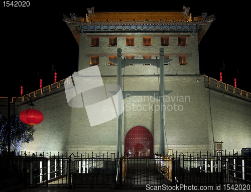 Image of illuminated city wall of Xian