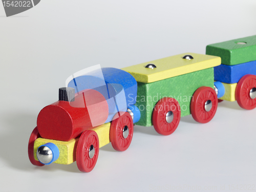Image of colorful wooden toy train