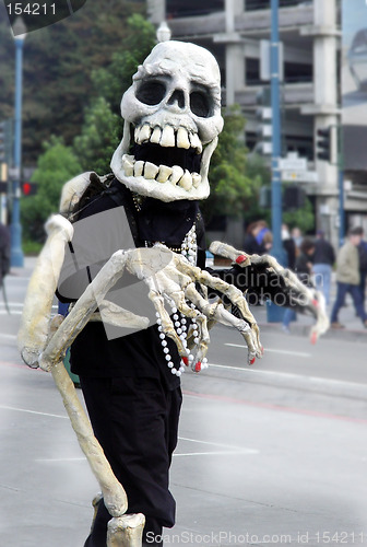 Image of Skeleton waking on the street