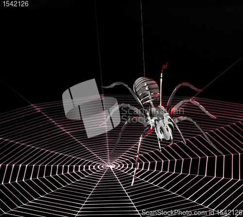 Image of metal spider and spiderweb