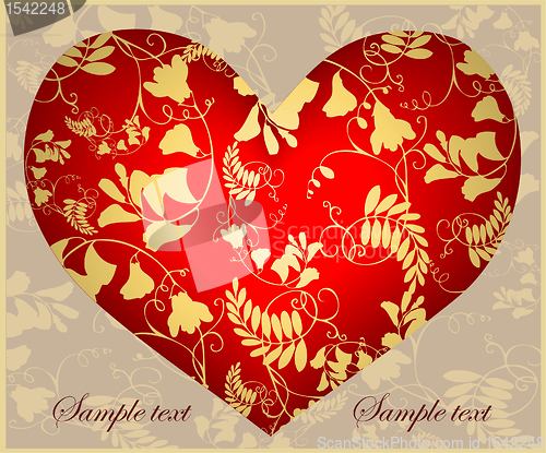 Image of Decorative heart. Hand drawn valentines day greeting card. Illustration lace.