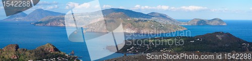 Image of Aeolian islands seen from Vulcano island, Sicily, Italy 