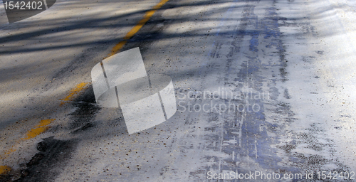 Image of frozen road closeup