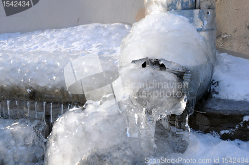Image of Frozen Water in the Downspout