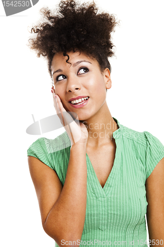 Image of Beautiful woman thinking