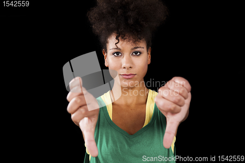 Image of Woman with thumbs down