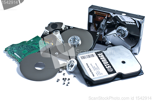 Image of Parts of hard drive with fantasy label