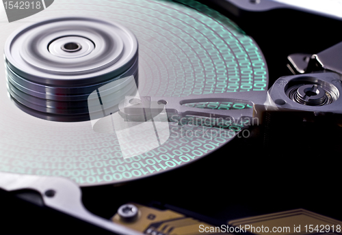 Image of hard disk drive in close up