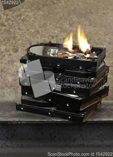 Image of burning hard drive