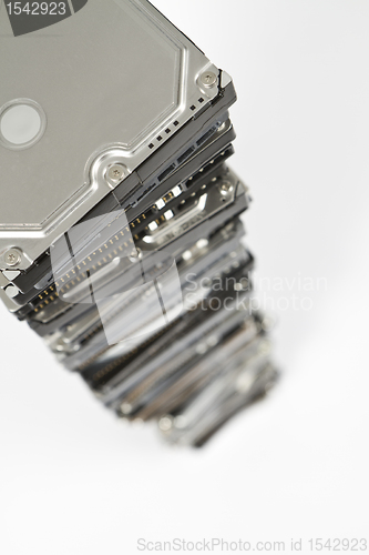 Image of stack of hard drives with copy space