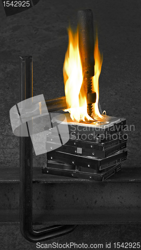 Image of burning hard drive