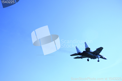 Image of airplane on the blue sky 