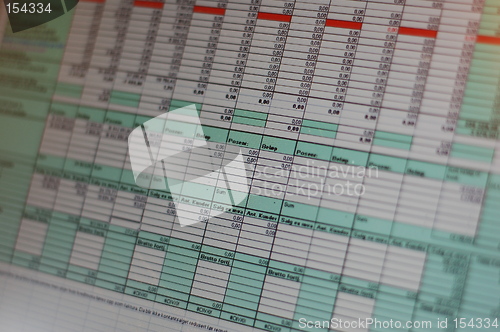 Image of Excel sheet