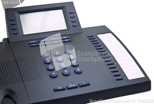 Image of Modern dark telephone with copy space